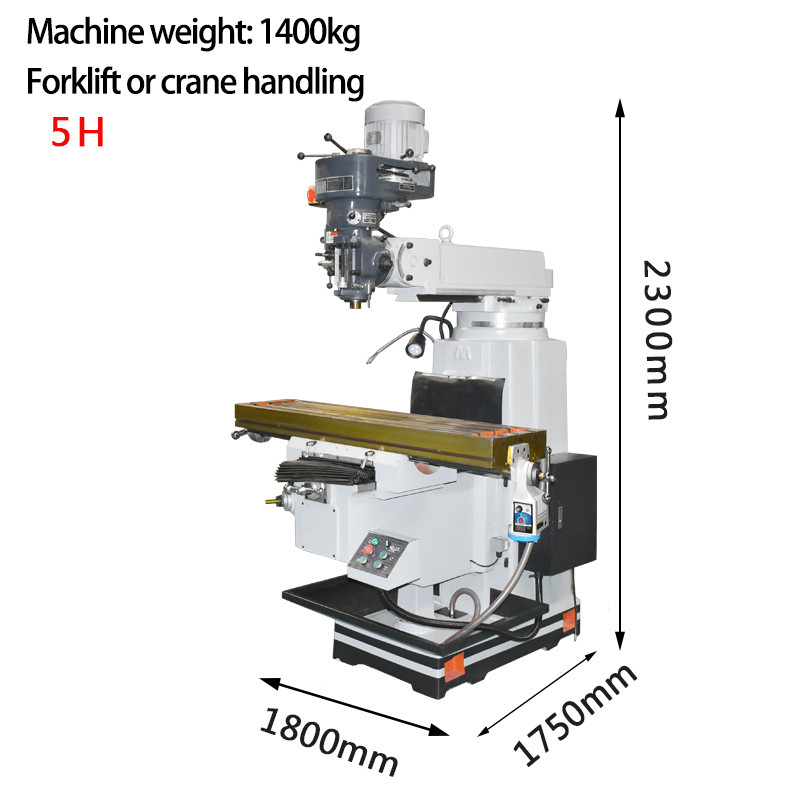 Machine de fraisage verticale à tourelle 5H Tête de fraisage Table Taille 1370x305 Machine de fraisage à tourelle