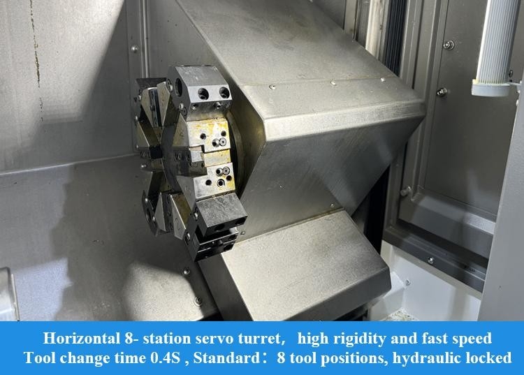 SMTCL Petites pièces d'usinage HTC16H Lit incliné métallique Tour CNC 8 stations Tour CNC horizontaux