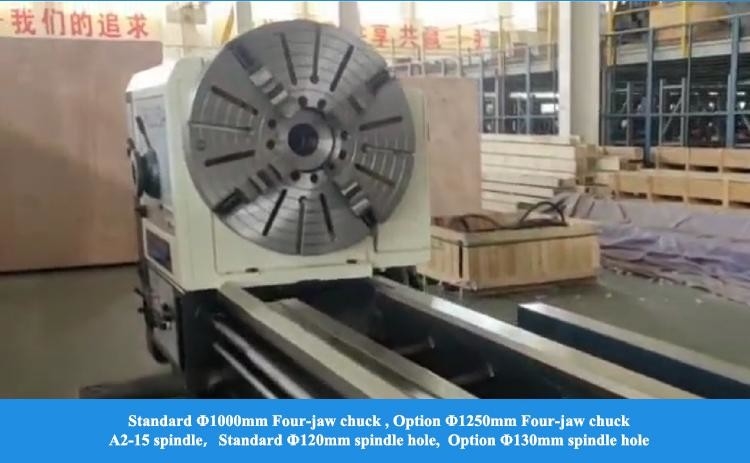 Machine à tourner de 12 mètres CW61125D Porteur de charge 6T Spindle Boré Diamètre 120 mm Tourneau manuel lourd