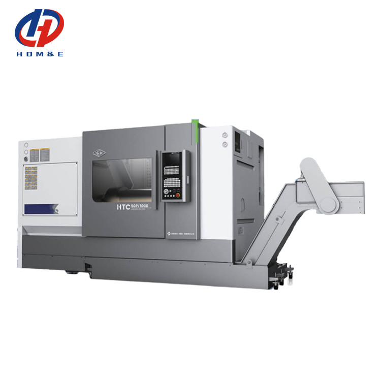 Le tour CNC horizontal universel SMTCL HTC50Q est un tour CNC à couple élevé, à fuseau et à lit incliné lourd
