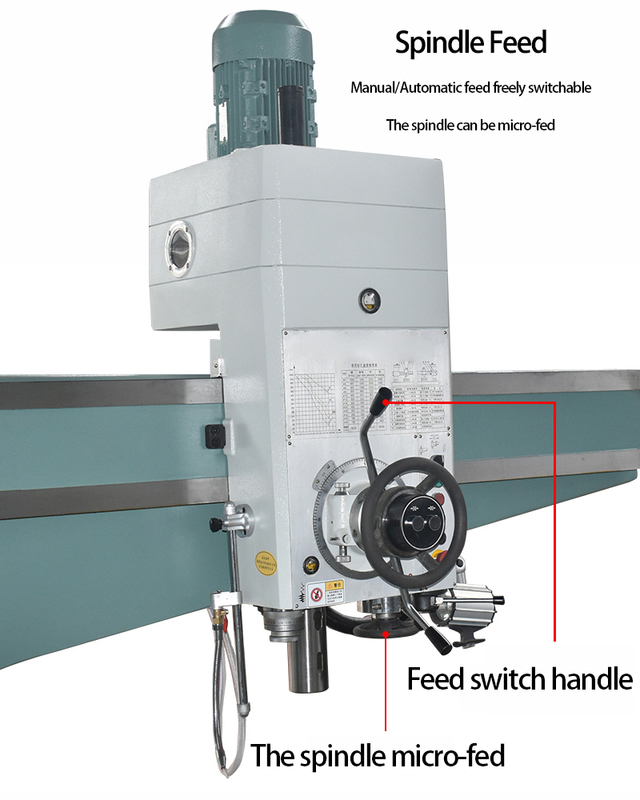 Machine de forage radiale Z3050 Alimentation manuelle Changement de vitesse hydraulique 50 mm Diamètre de forage Forage radiale